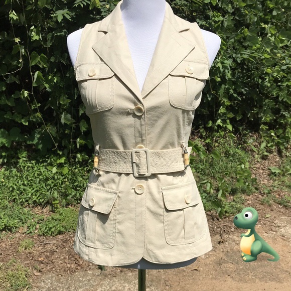 New York & Company Tops - P Linen Blend Button Up Sleeveless Top Pockets XS